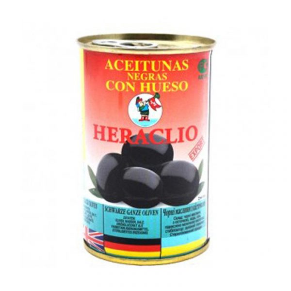 ACEITUNAS HERACLIO NEGRAS CON HUESO 350/G 200/G PE